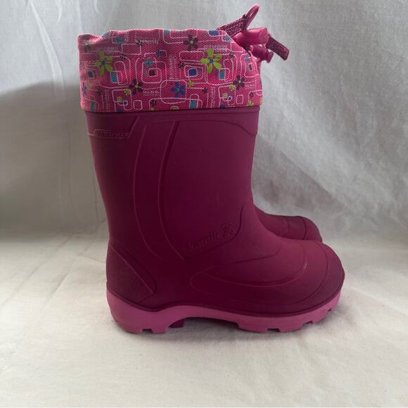 Kamik Waterproof Snow Rain Boots Pink Size 11 Insulated Adjustable Outdoor Play - Picture 4 of 10
